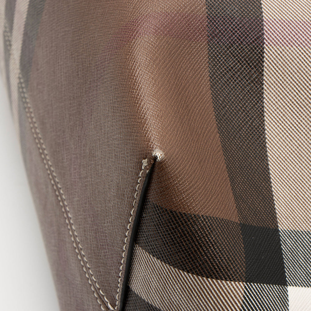 Burberry E-Canvas House Check Denny Medium Tote