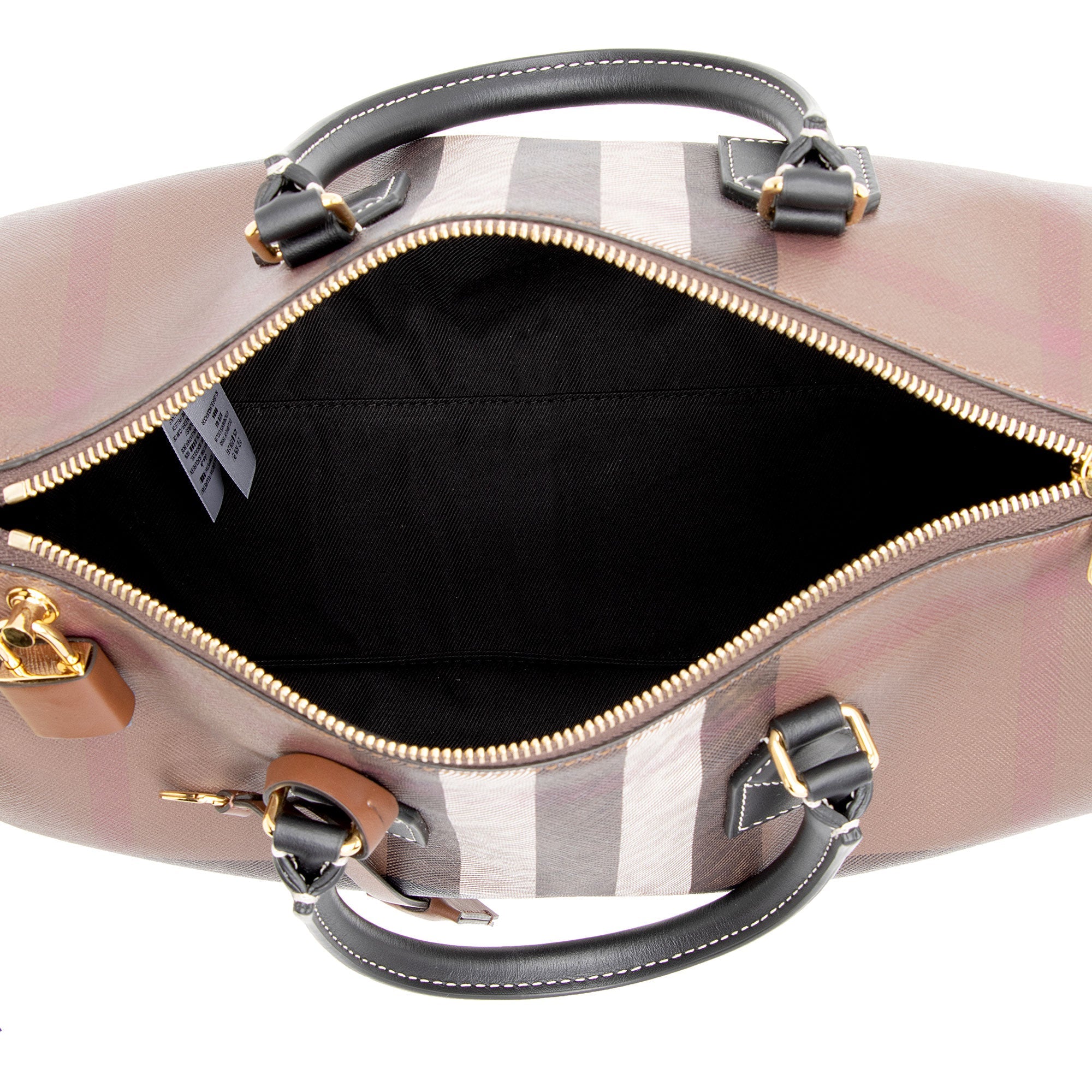 Burberry E-Canvas House Check Medium Bowling Bag (SHF-qWmn3K)