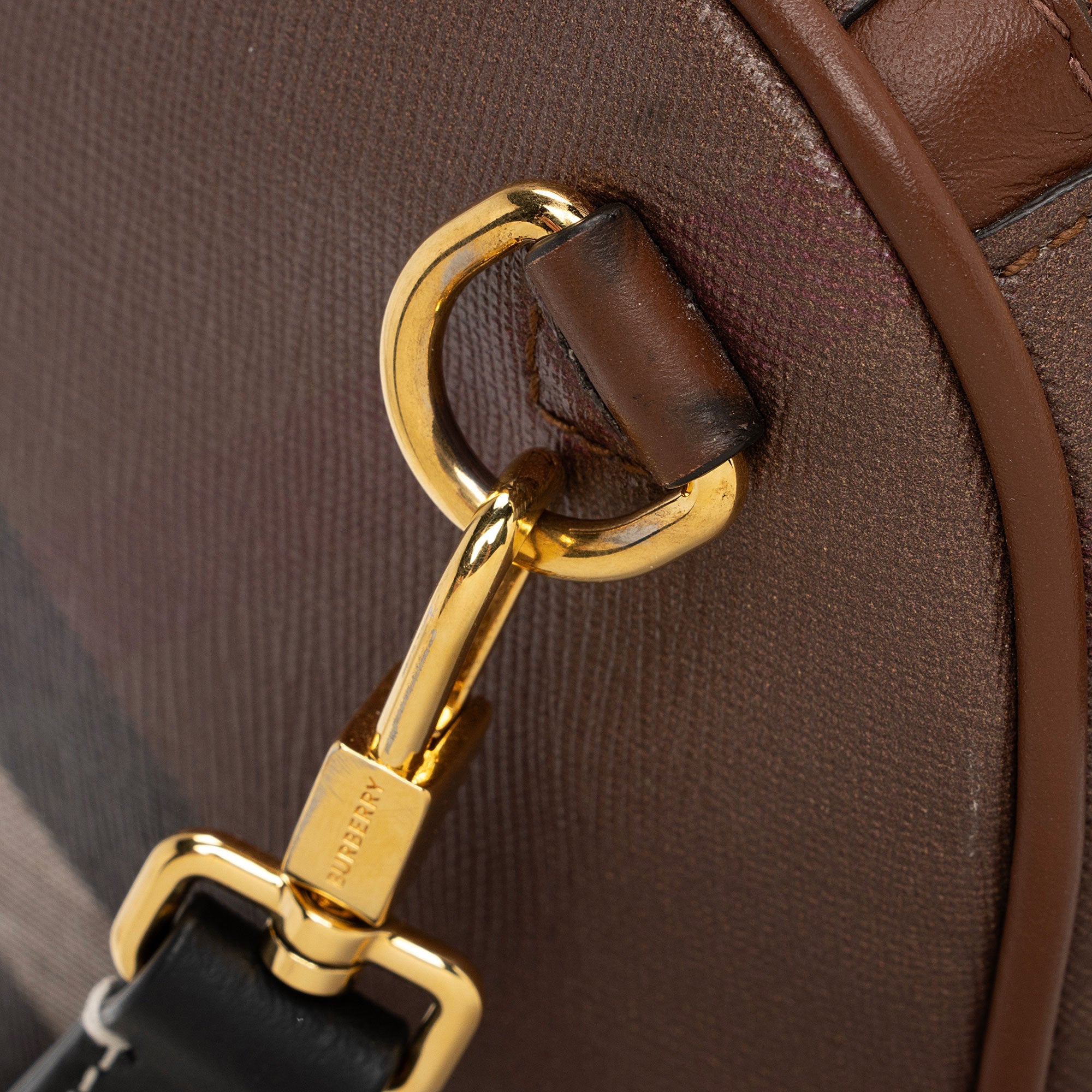 Burberry E-Canvas House Check Medium Bowling Bag (SHF-UWSlxx)