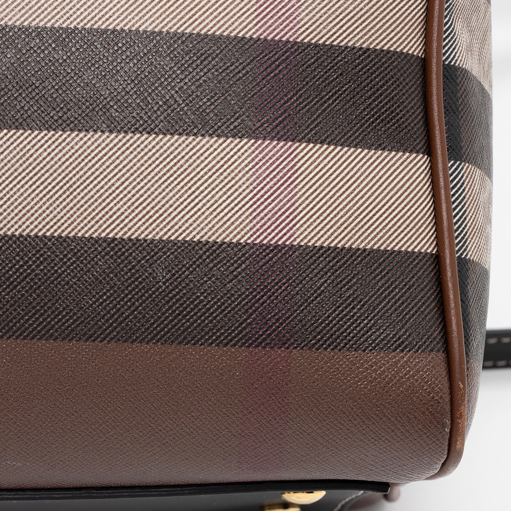 Burberry E-Canvas House Check Medium Bowling Bag (SHF-UWSlxx)