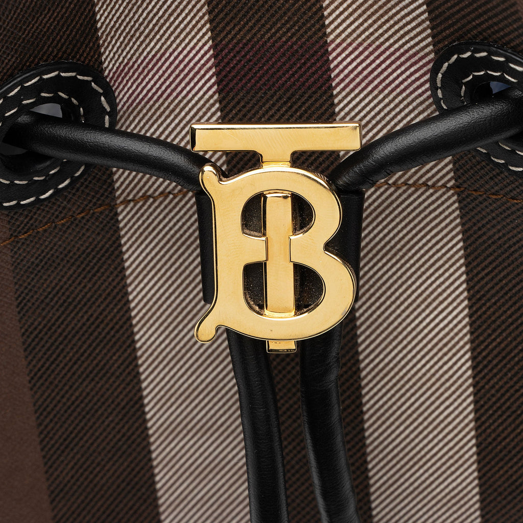 Burberry E-Canvas House Check Small Bucket Bag (SHF-p7mwDf)