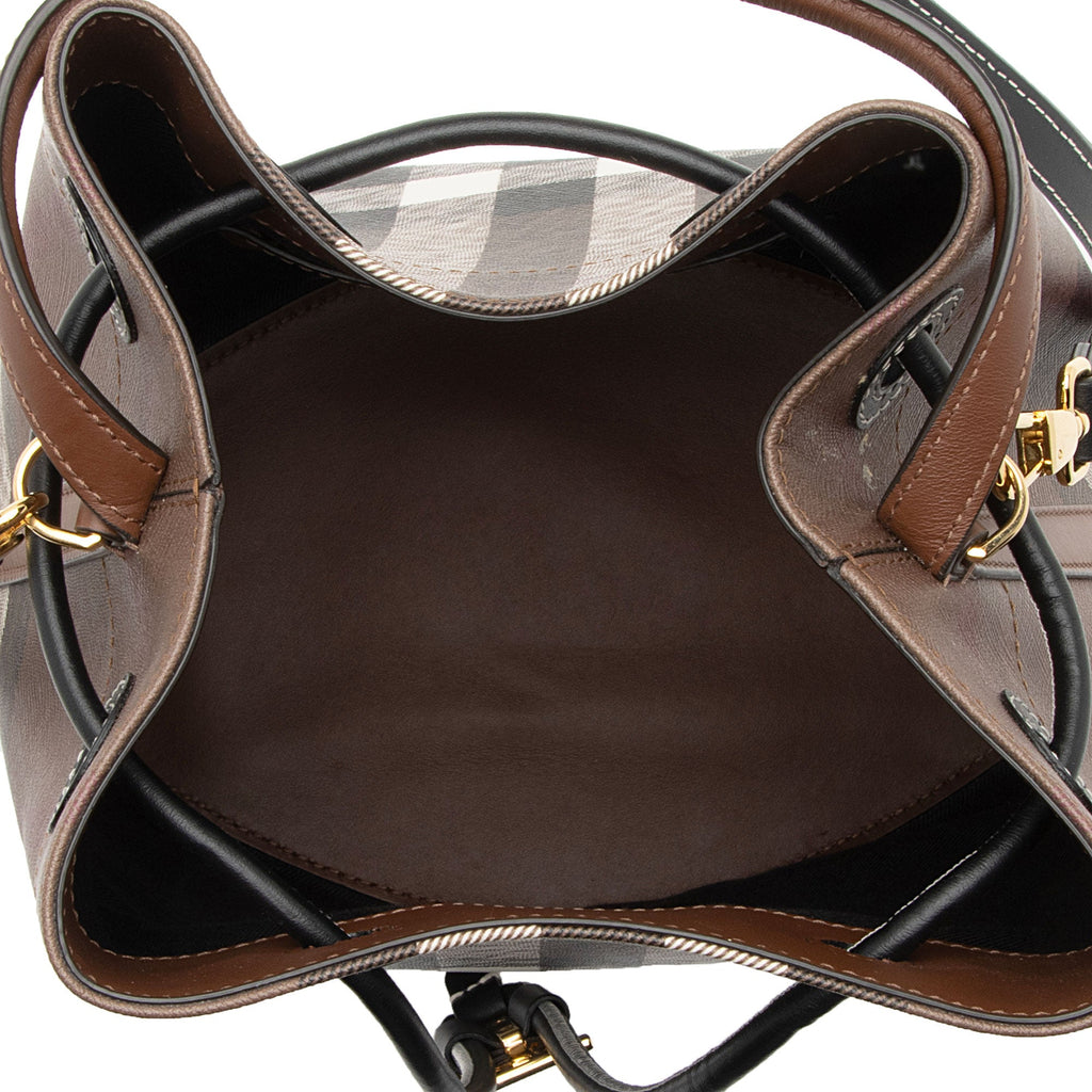 Burberry E-Canvas House Check Small Bucket Bag (SHF-p7mwDf)