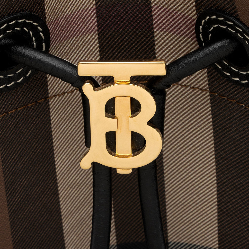 Burberry E-Canvas House Check Small Bucket Bag (SHF-l7XbX4)