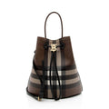 Burberry E-Canvas House Check Small Bucket Bag (SHF-l7XbX4)