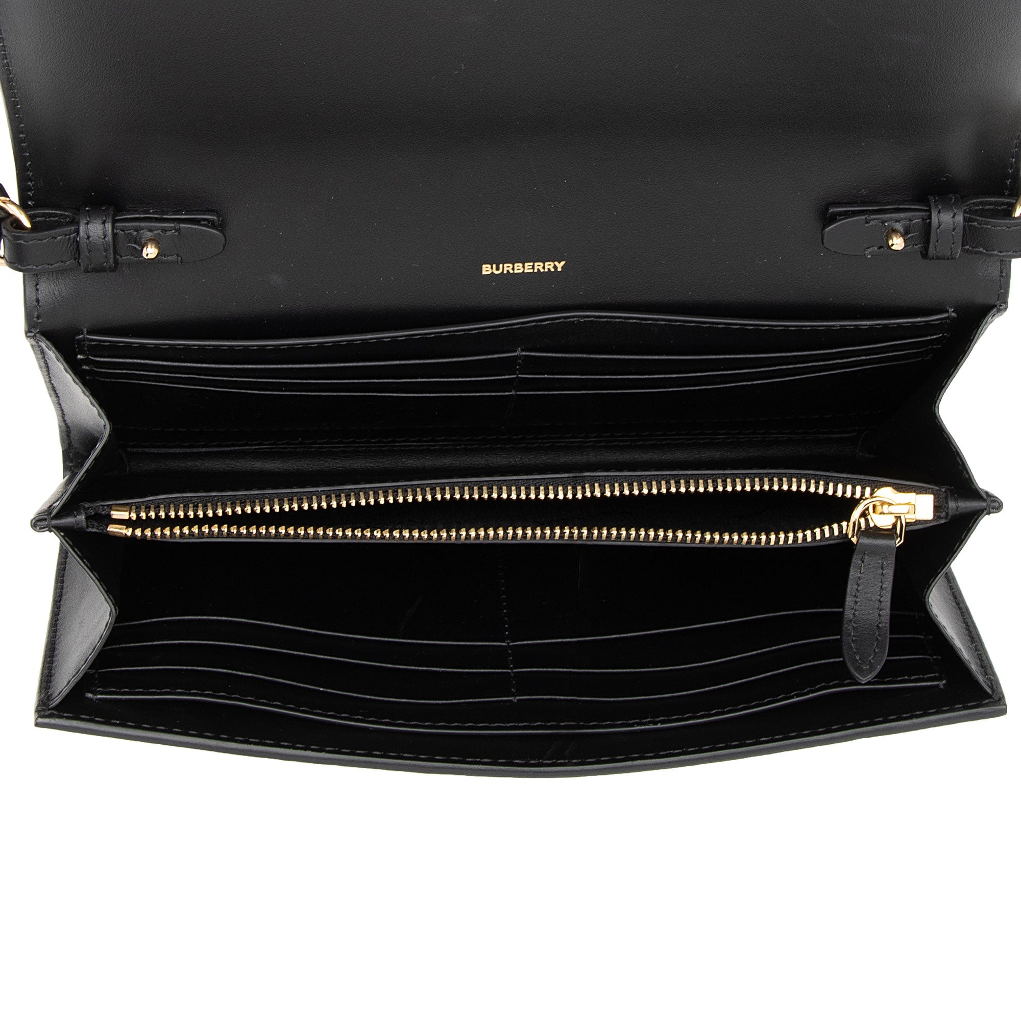 Burberry E-Canvas Icon Stripe Hannah Wallet on Strap (SHF-T6fpoo)