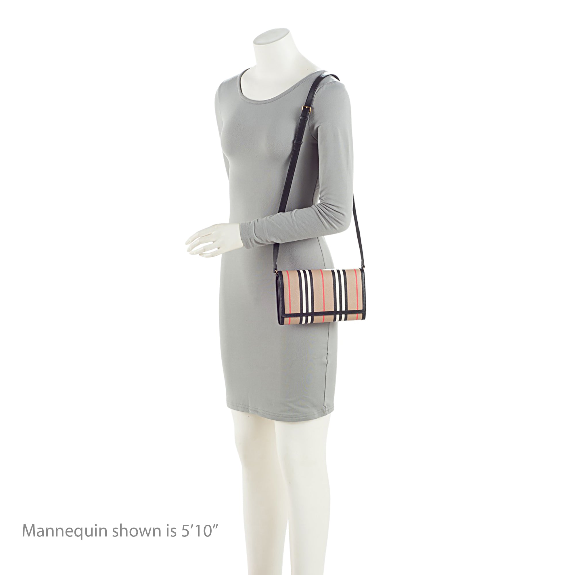 Burberry E-Canvas Icon Stripe Hannah Wallet on Strap (SHF-T6fpoo)
