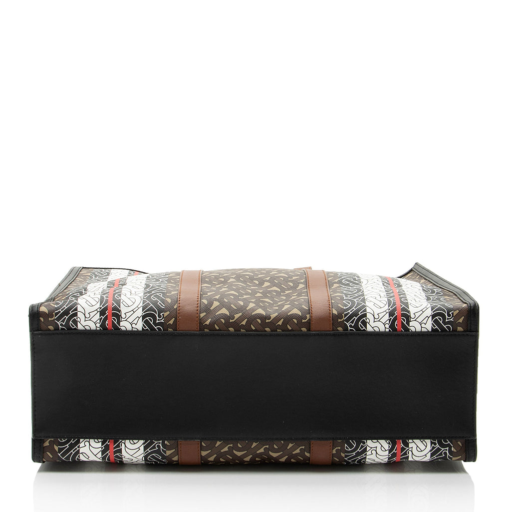 Burberry E-Canvas TB Monogram Stripe Medium Book Tote