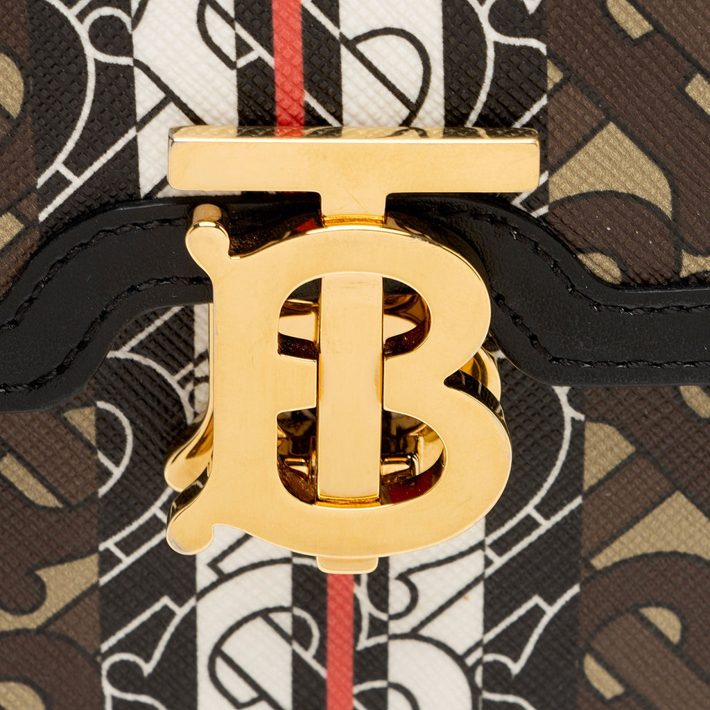 Burberry E-Canvas TB Monogram Stripe Robin Mini Messenger (SHF-dLA5PE)