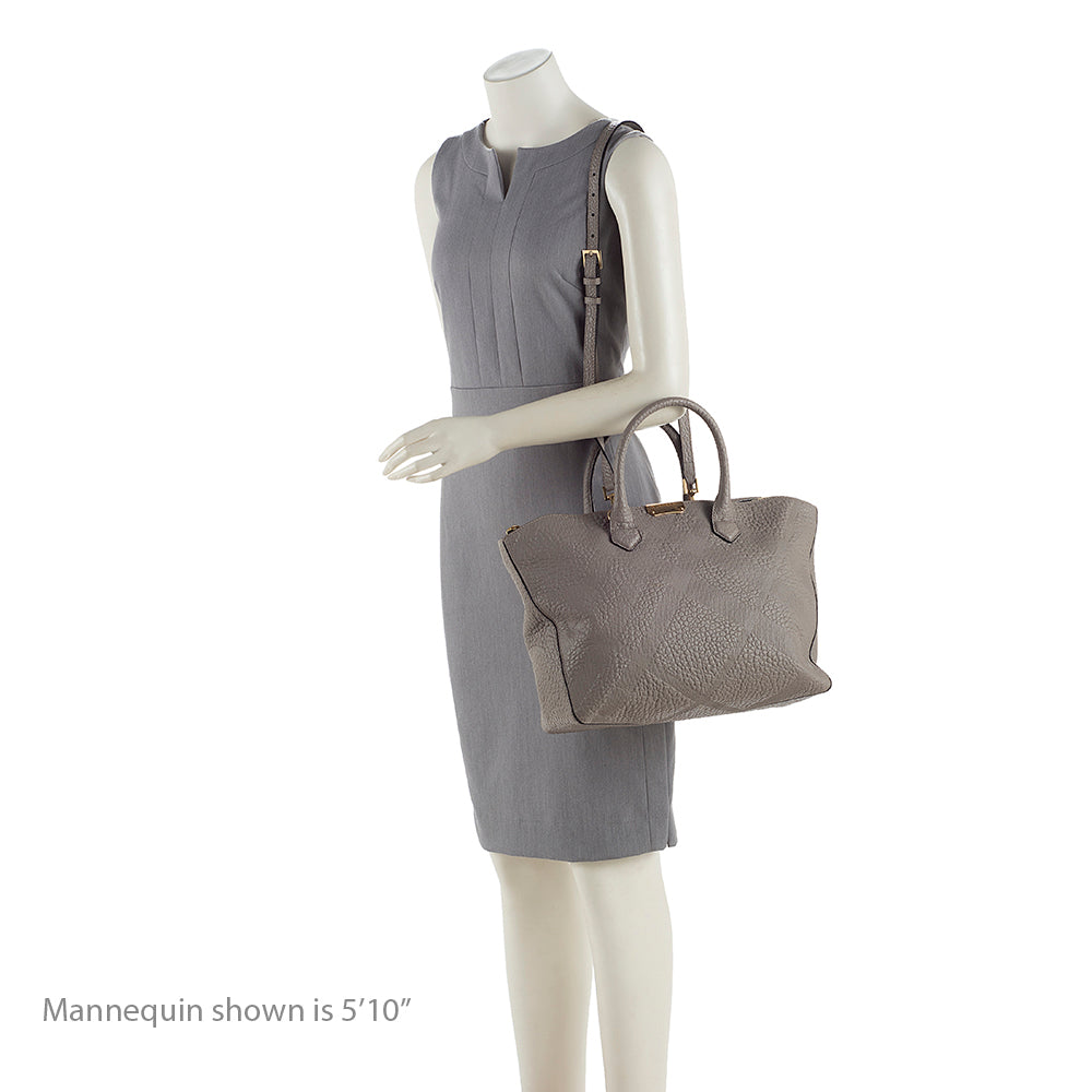 Burberry Embossed Check Leather Dewsbury Tote (SHF-19269)