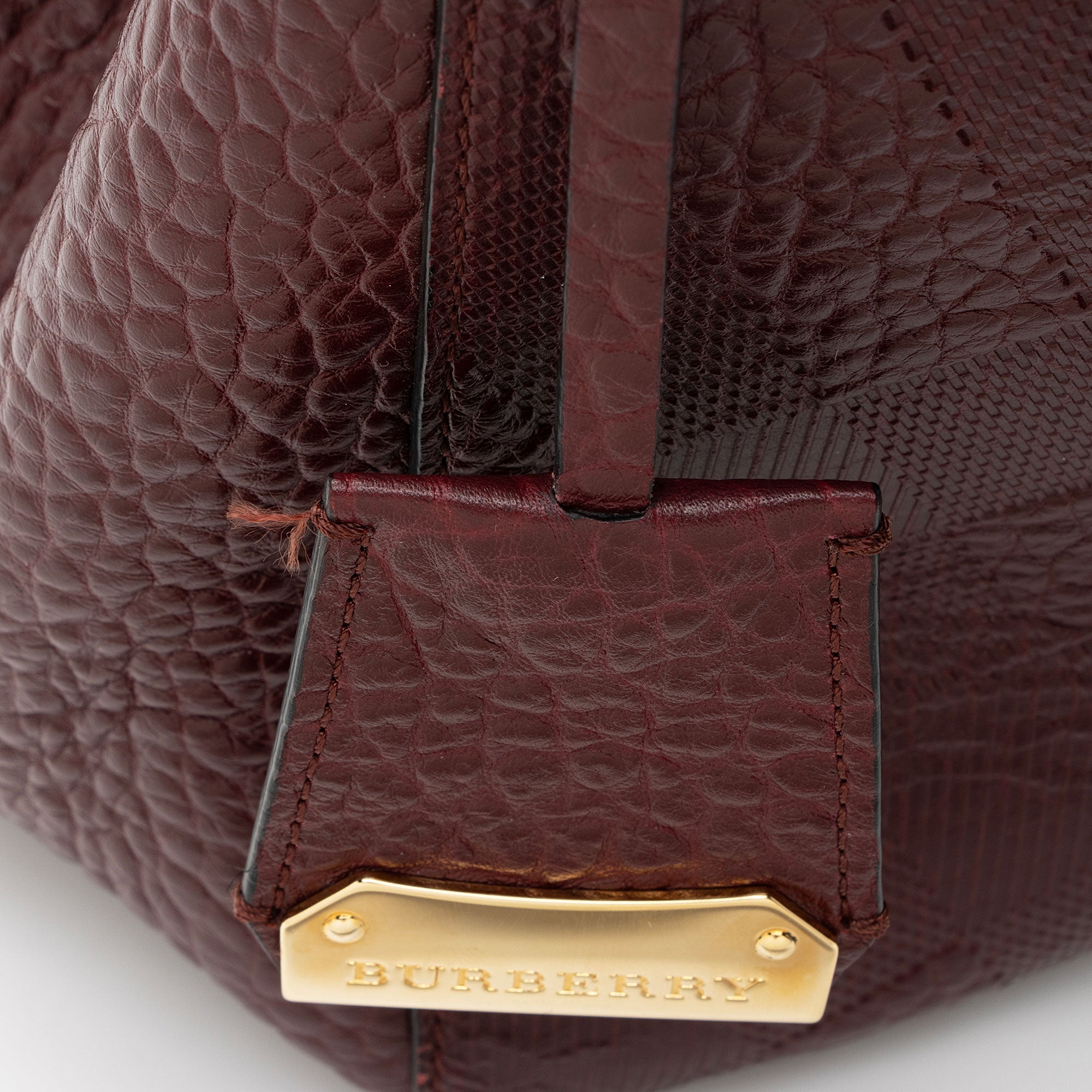 Burberry Embossed Leather Check Canterbury Small Tote