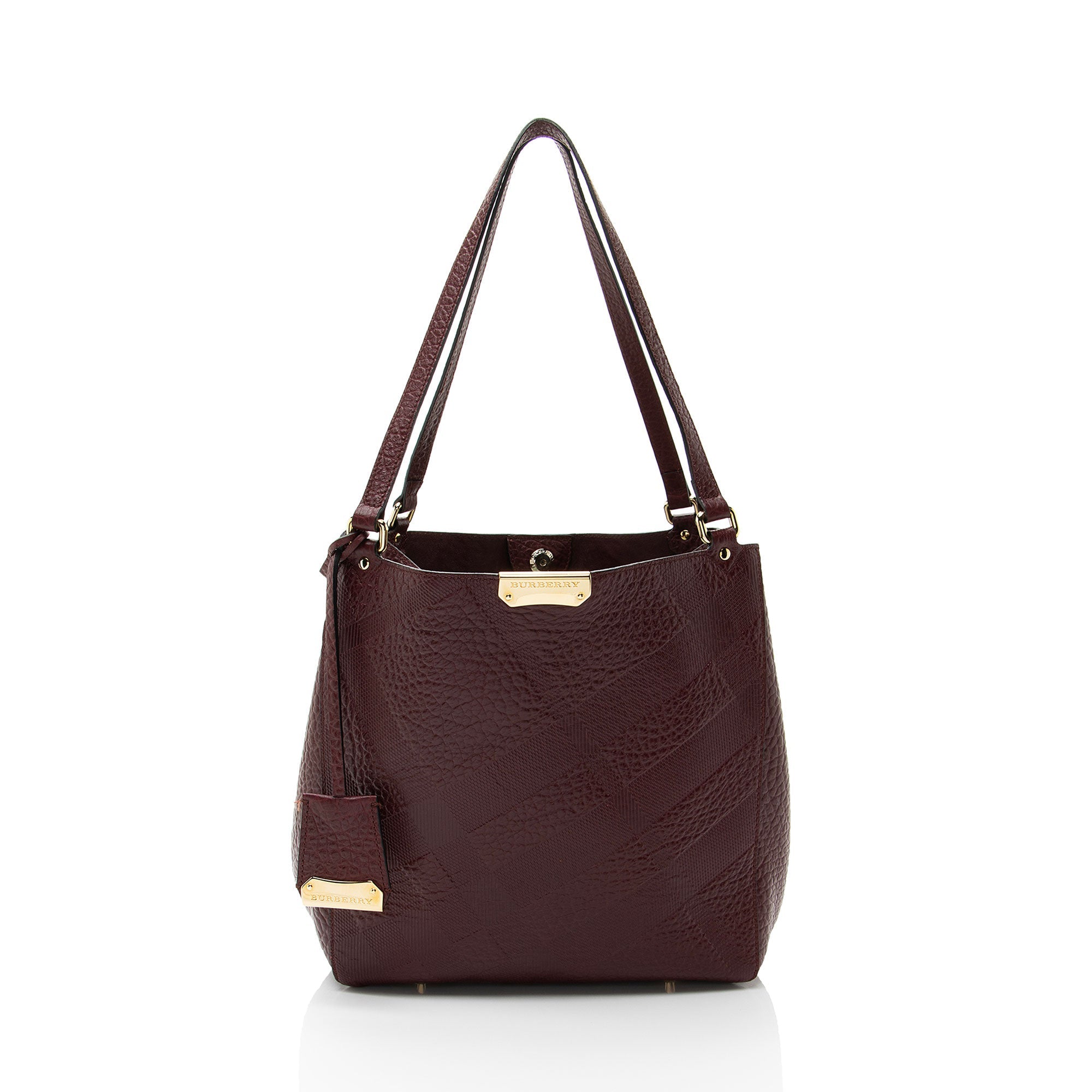 Burberry Embossed Leather Check Canterbury Small Tote