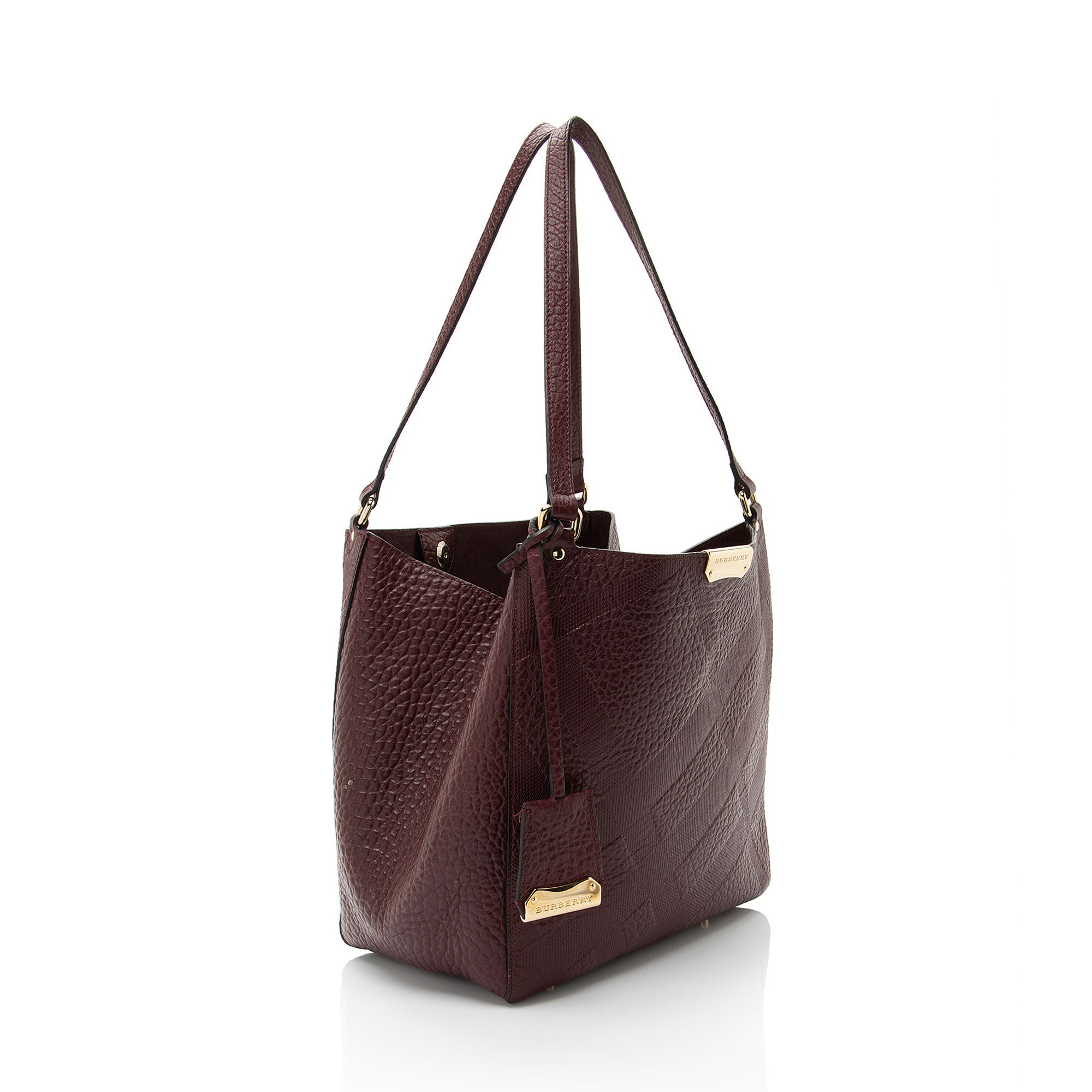 Burberry Embossed Leather Check Canterbury Small Tote