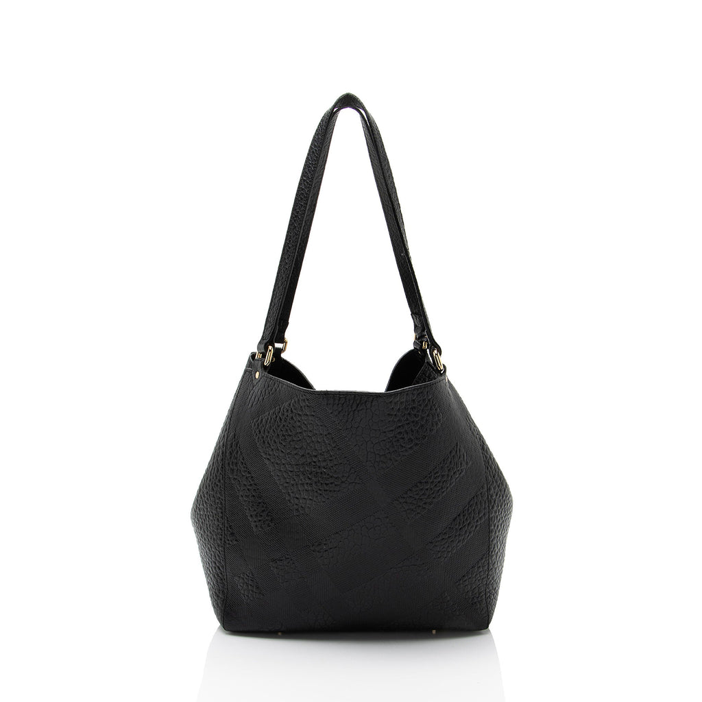 Burberry Embossed Leather Check Canterbury Small Tote
