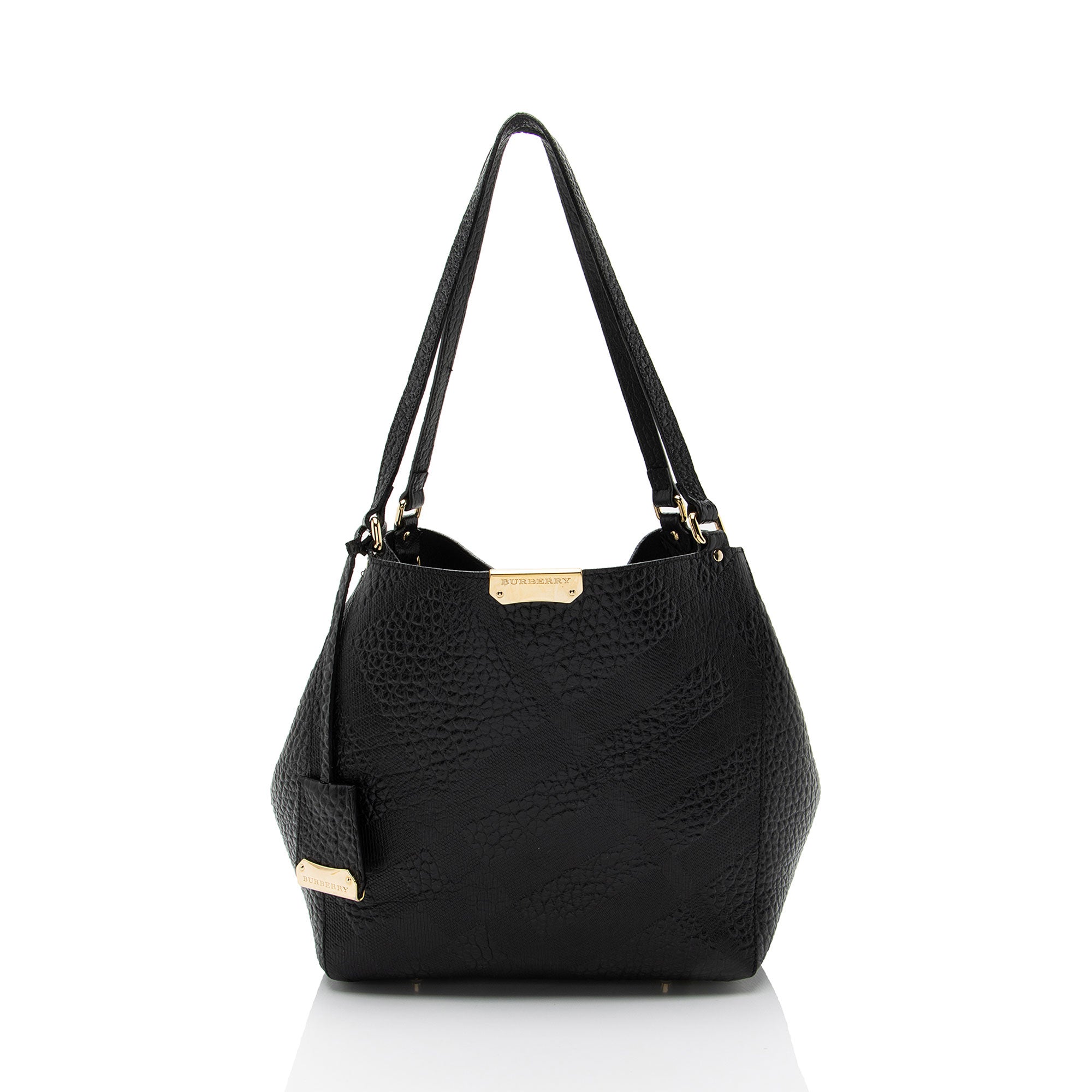 Burberry Embossed Leather Check Canterbury Small Tote