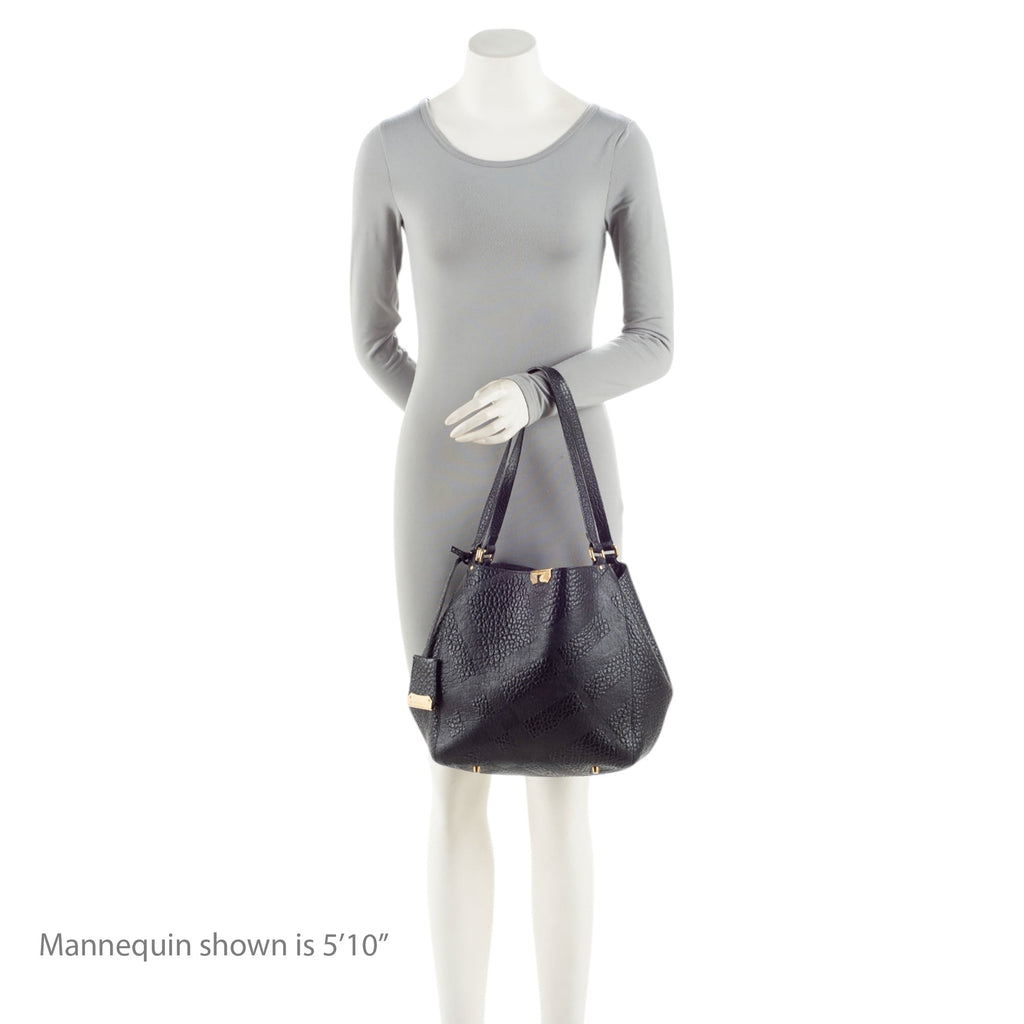 Burberry Embossed Leather Check Canterbury Small Tote