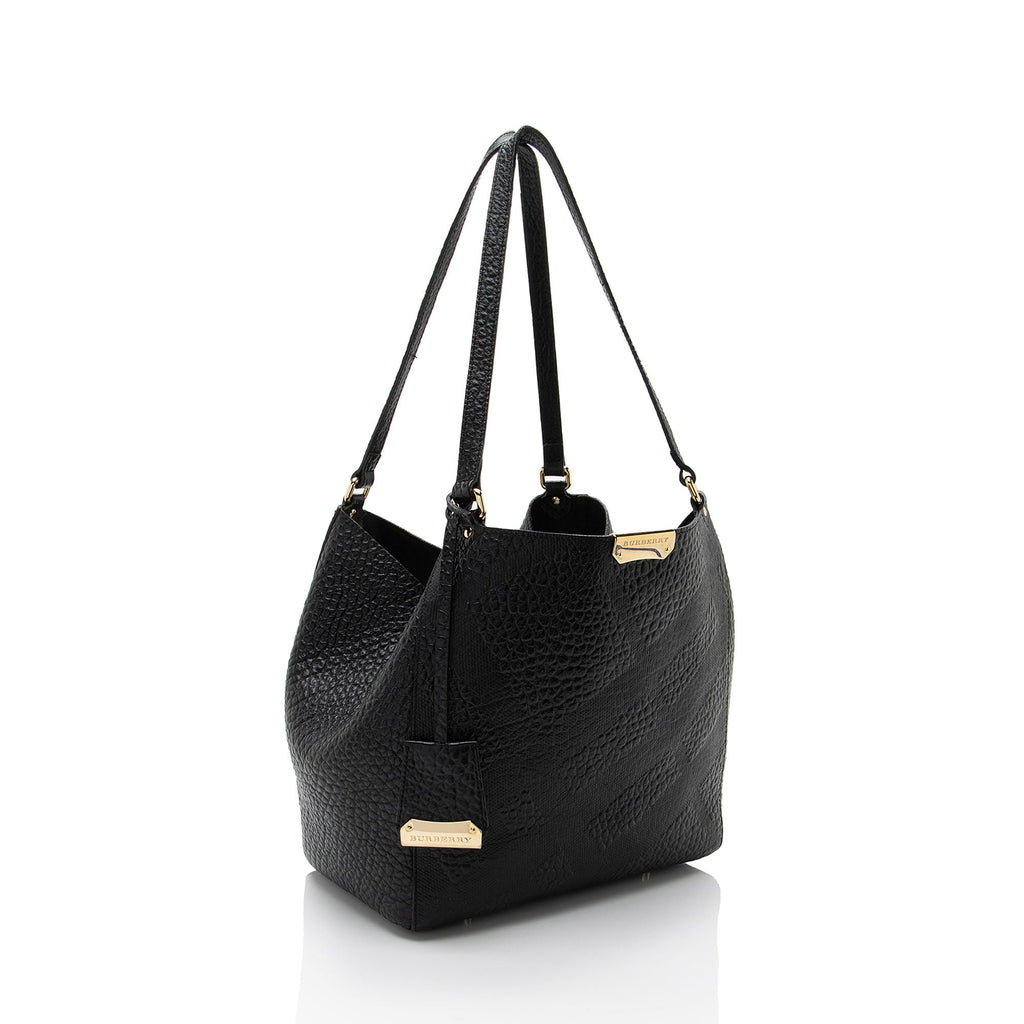 Burberry Embossed Leather Check Canterbury Small Tote