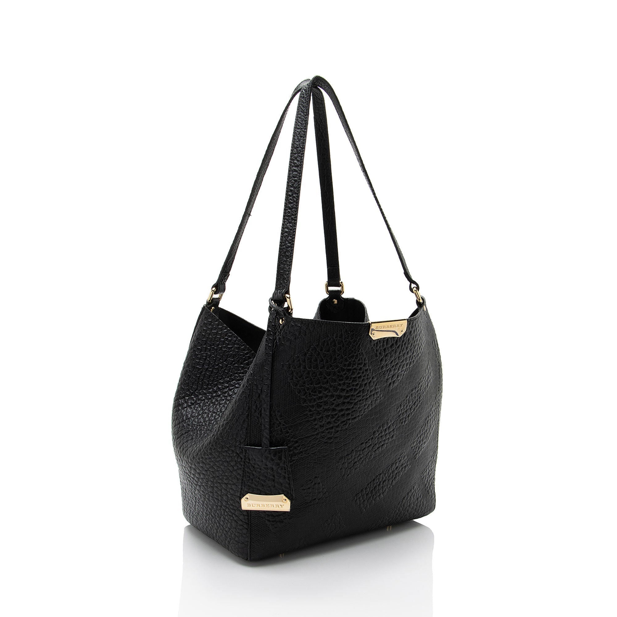 Burberry Embossed Leather Check Canterbury Small Tote