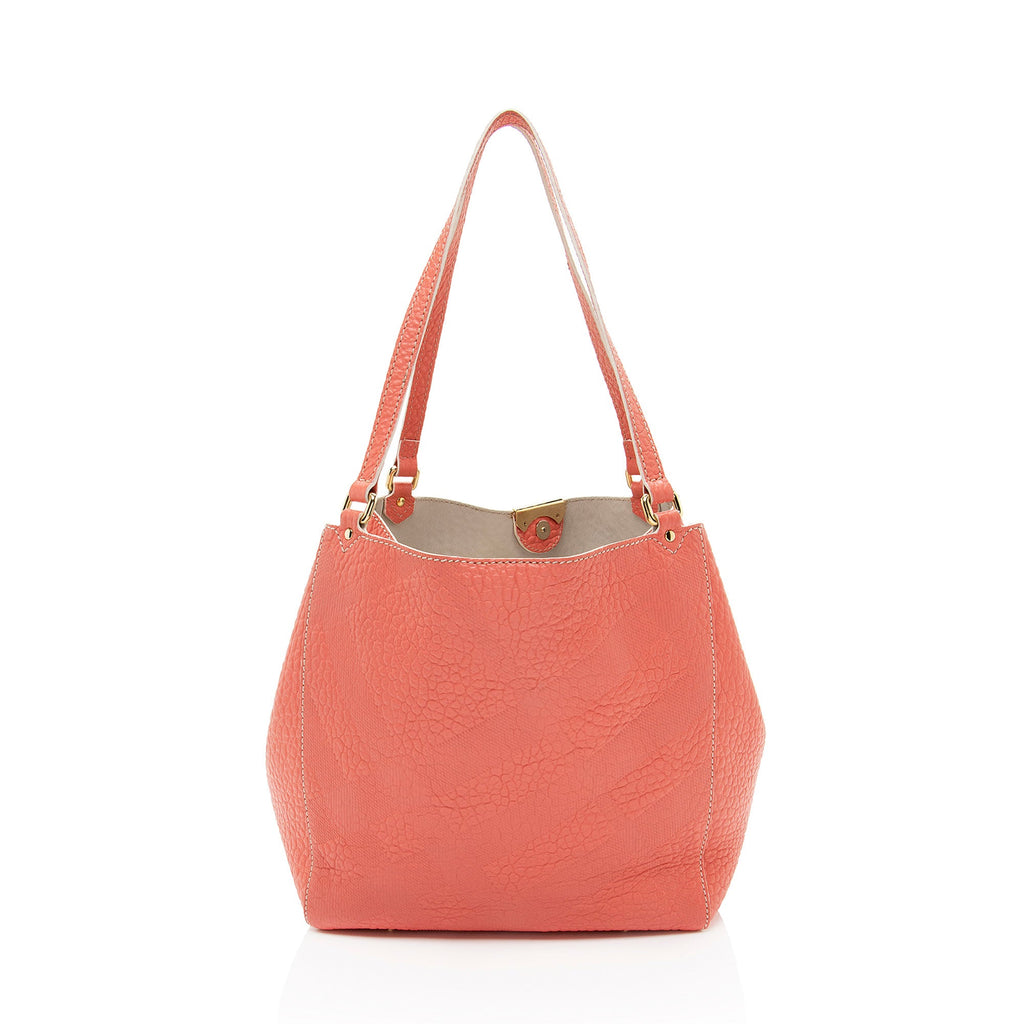Burberry Embossed Leather Check Canterbury Small Tote