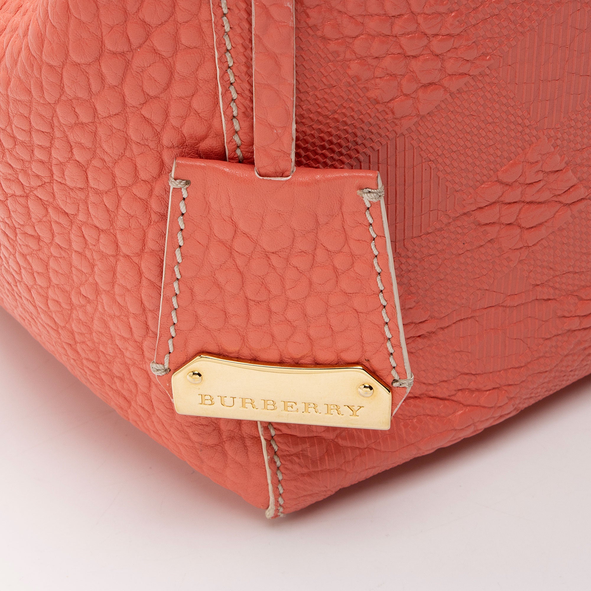 Burberry Embossed Leather Check Canterbury Small Tote
