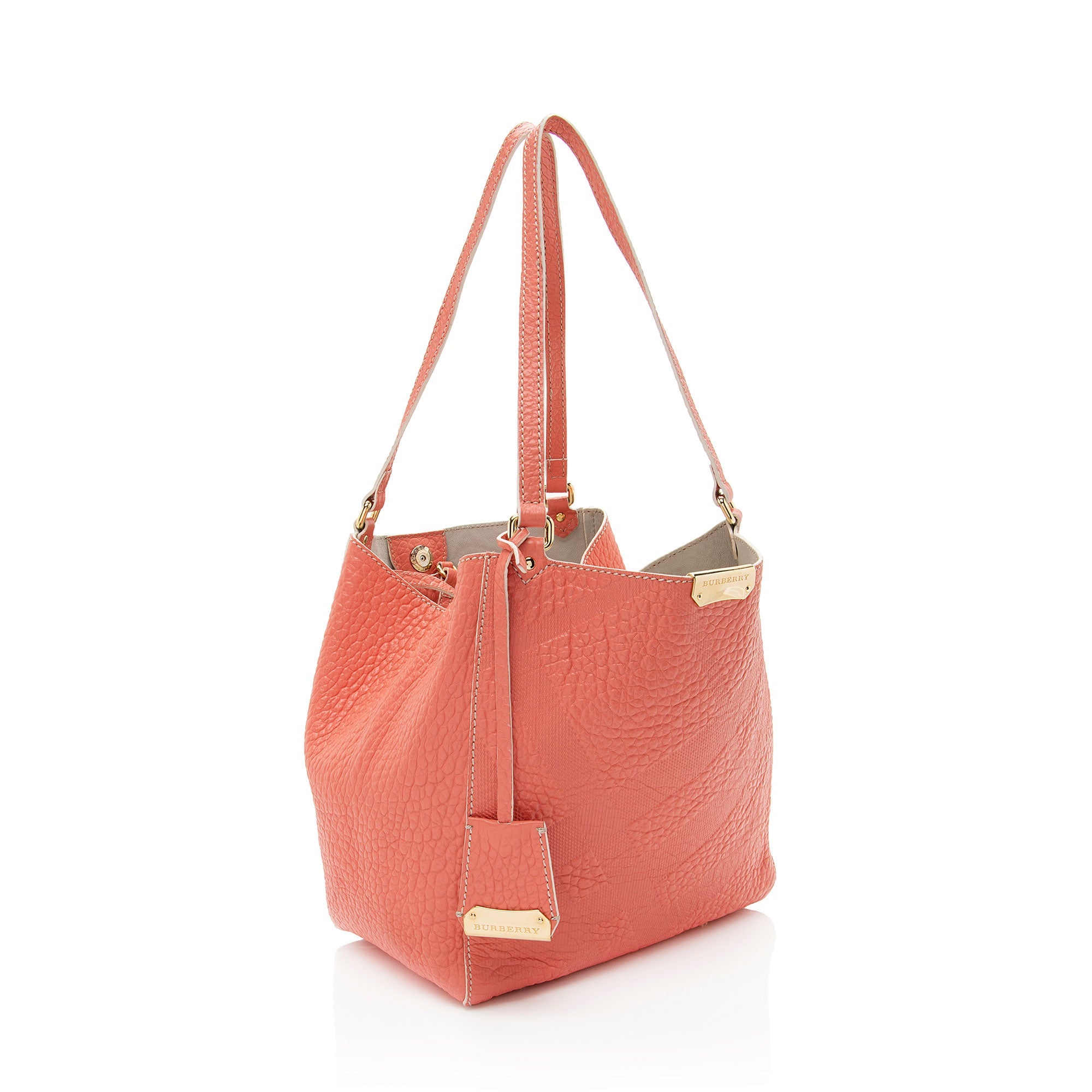 Burberry Embossed Leather Check Canterbury Small Tote