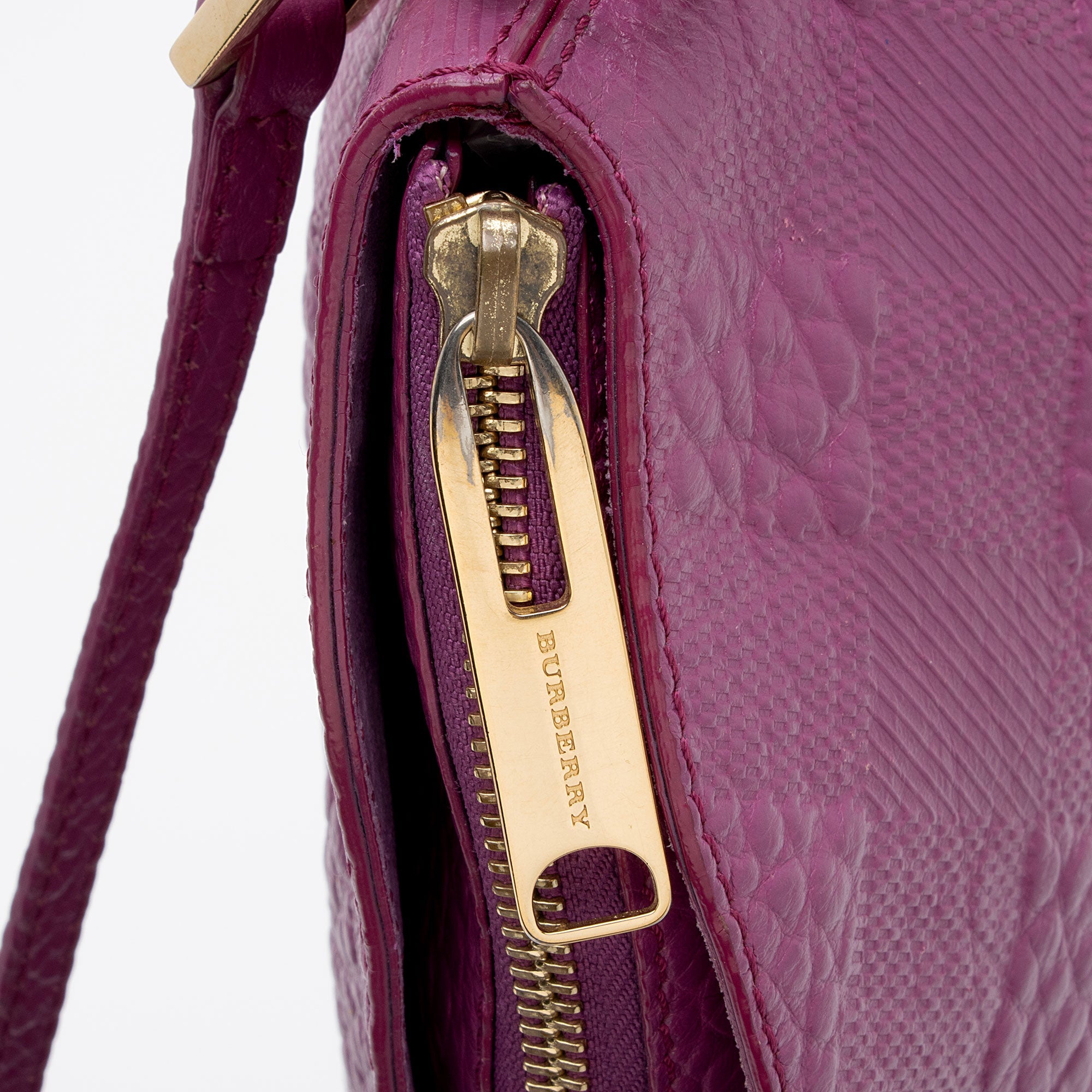 Burberry Embossed Leather Check Peyton Crossbody (SHF-f9T6WN)