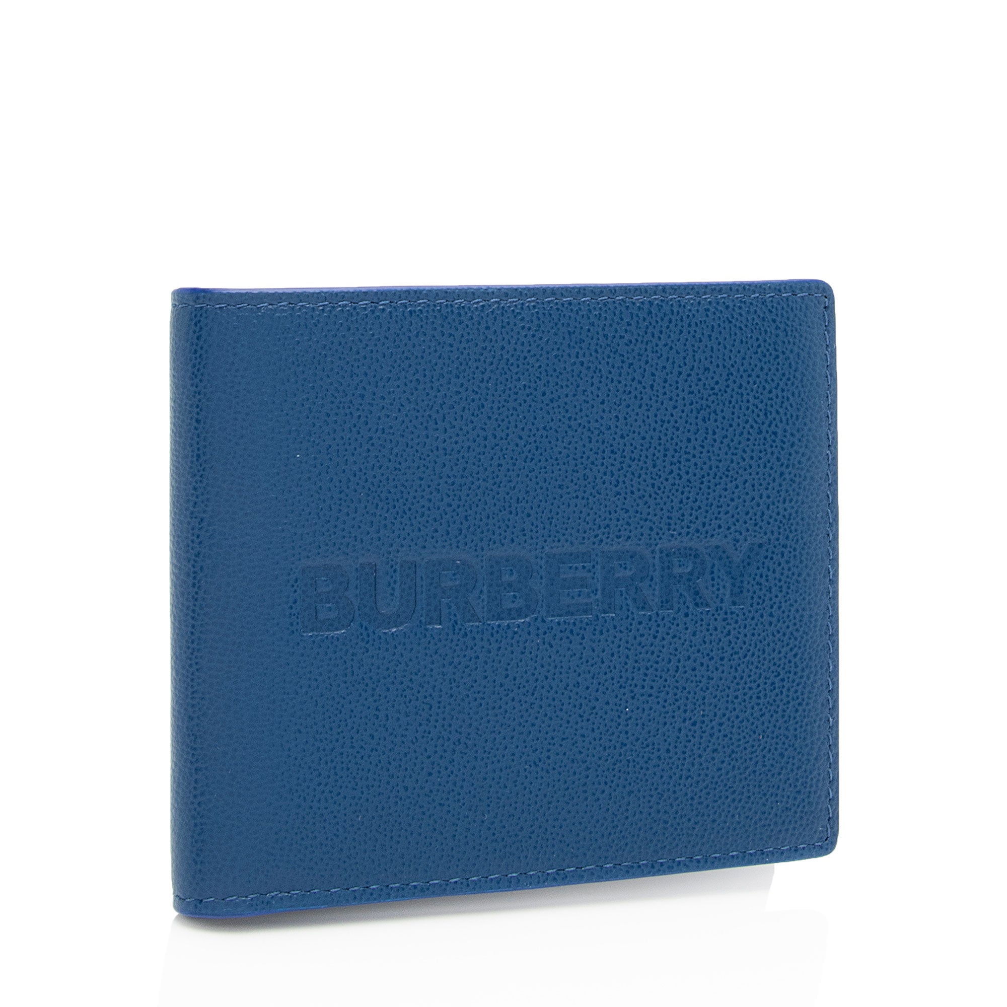 Burberry Embossed Grainy Calfskin  Bi-Fold Wallet (SHF-eDYuMU)