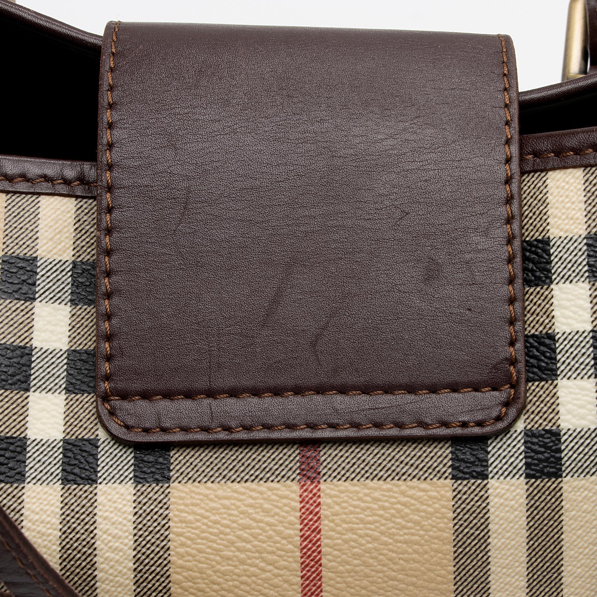 Burberry Haymarket Check Buckle Satchel (SHF-zrbH5J)