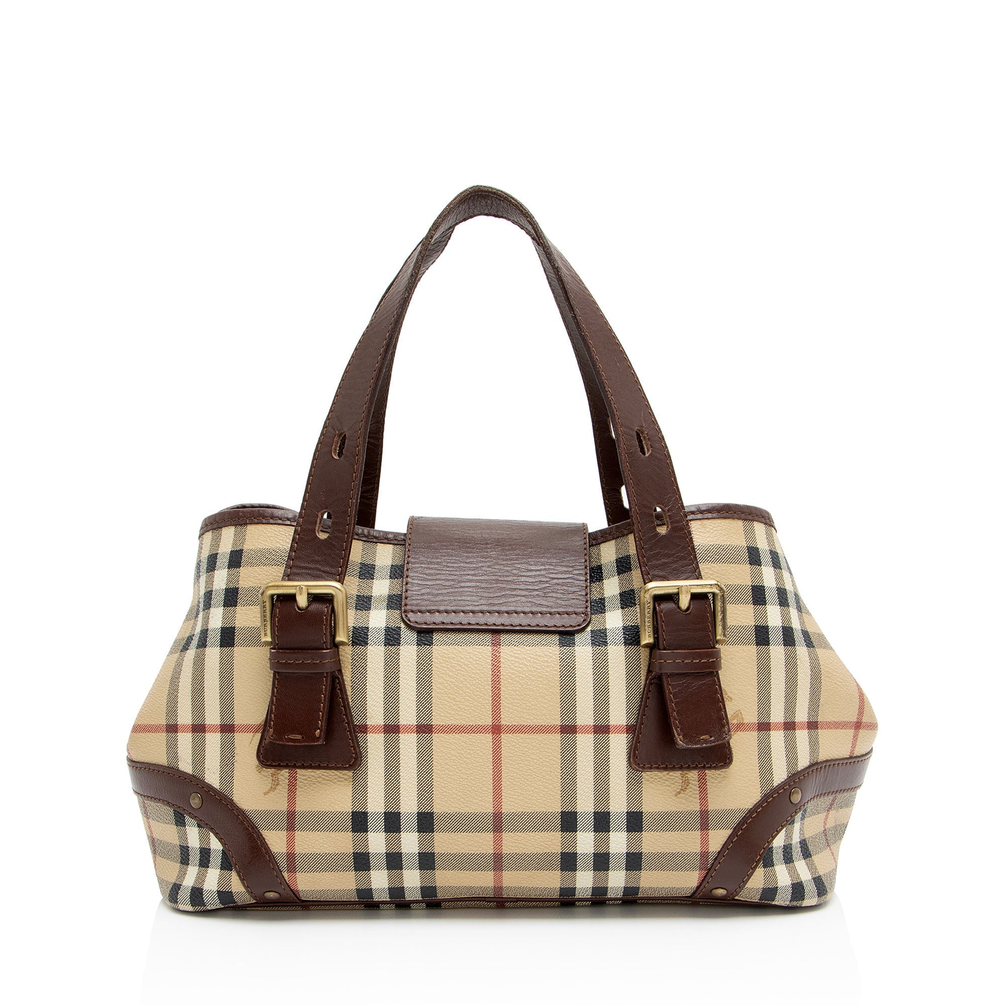 Burberry Haymarket Check Buckle Satchel