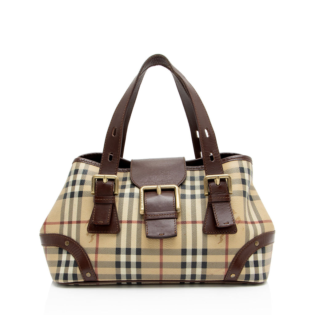 Burberry Haymarket Check Buckle Satchel