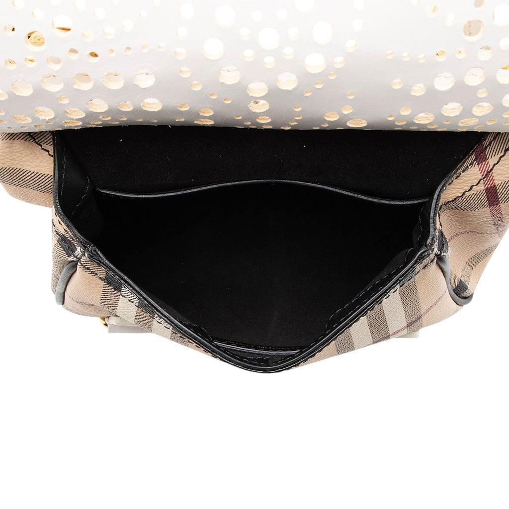 Burberry Haymarket Check Perforated Leather Baby Bridle Shoulder Bag
