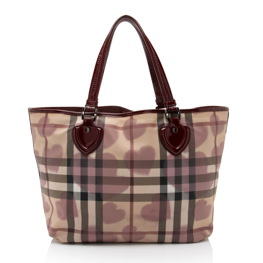 Burberry Heart Check Patent Leather Large Tote (SHF-tnVJ87)