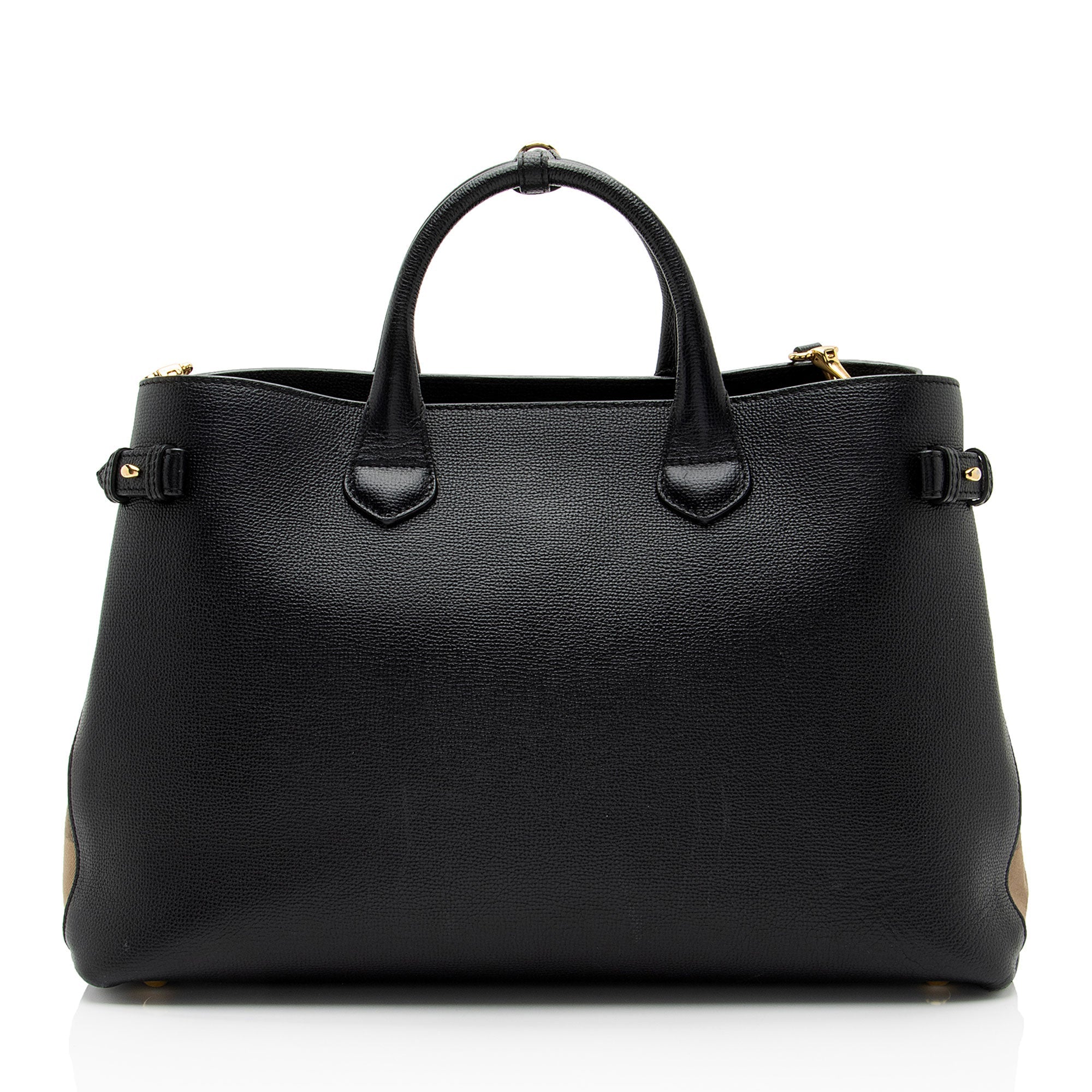Burberry House Check Leather Banner Large Tote (SHF-amQX3B)