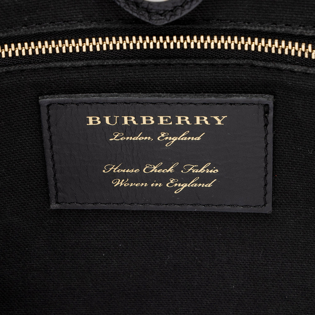 Burberry House Check Leather Banner Large Tote (SHF-amQX3B)
