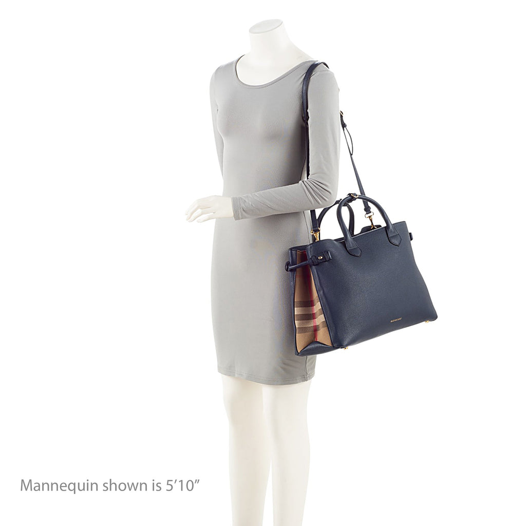 Burberry House Check Leather Banner Large Tote