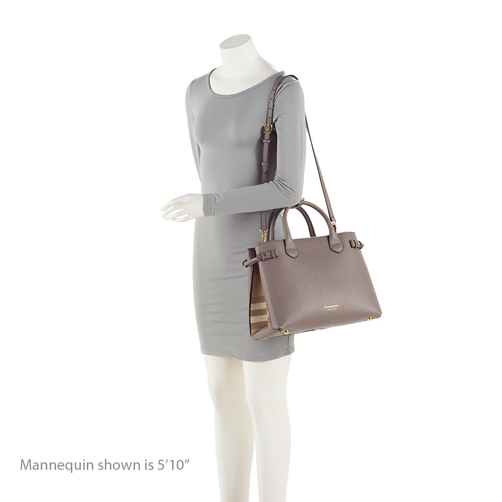 Burberry House Check Leather Banner Medium Tote (SHF-20853)