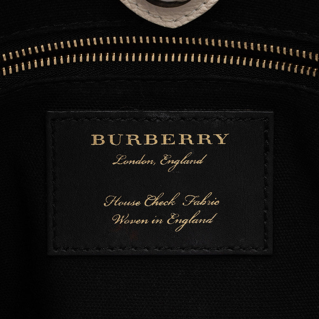 Burberry House Check Leather Banner Medium Tote (SHF-IHmkgX)