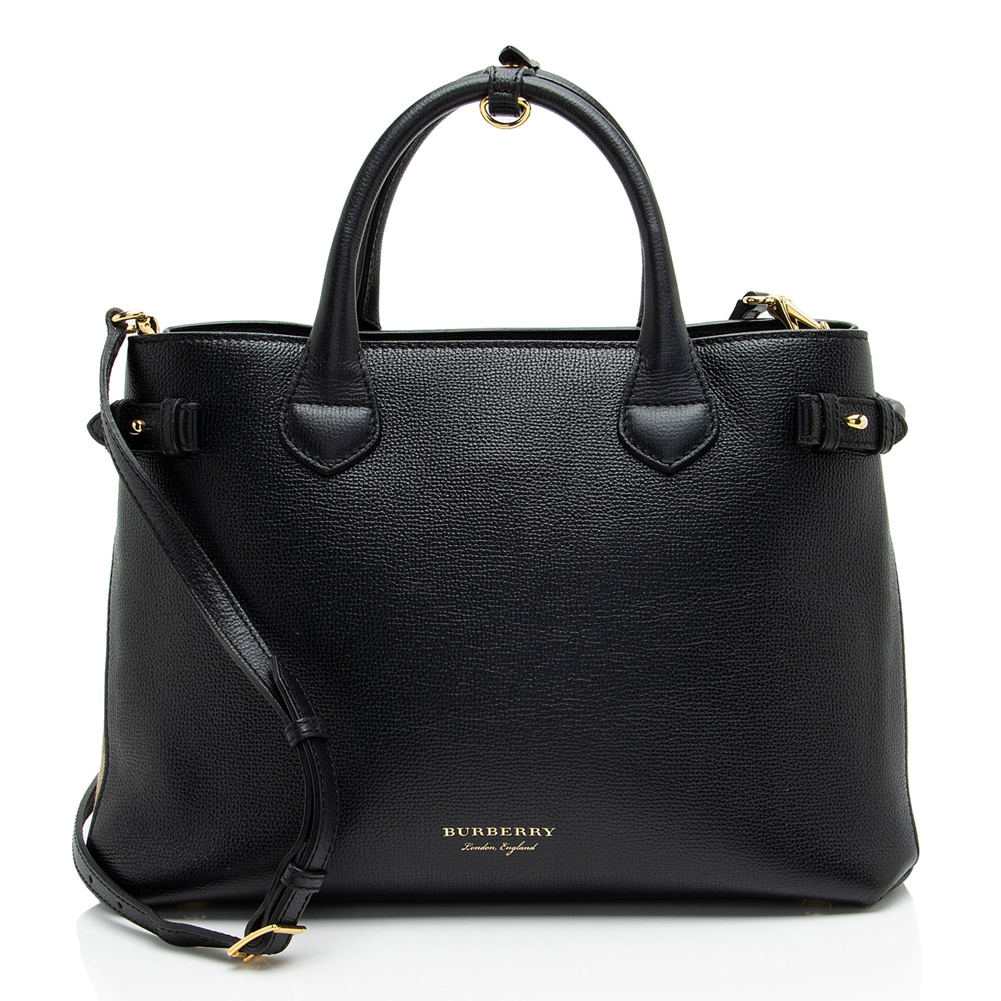 Burberry House Check Leather Banner Medium Tote