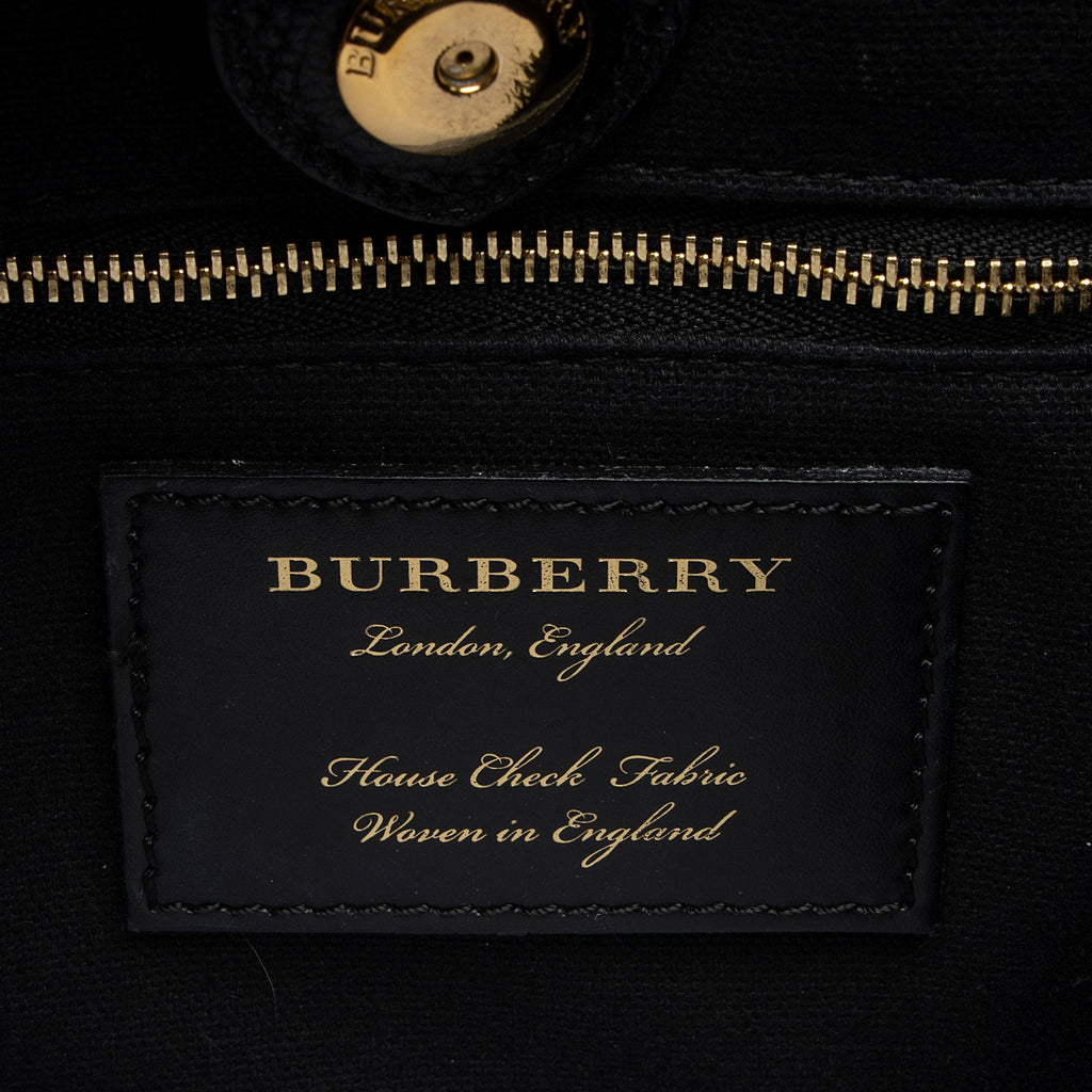 Burberry House Check Leather Banner Medium Tote