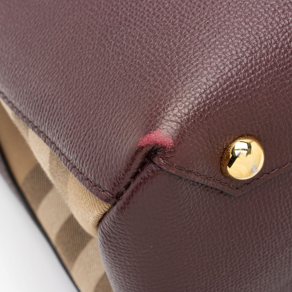Burberry House Check Leather Banner Medium Tote