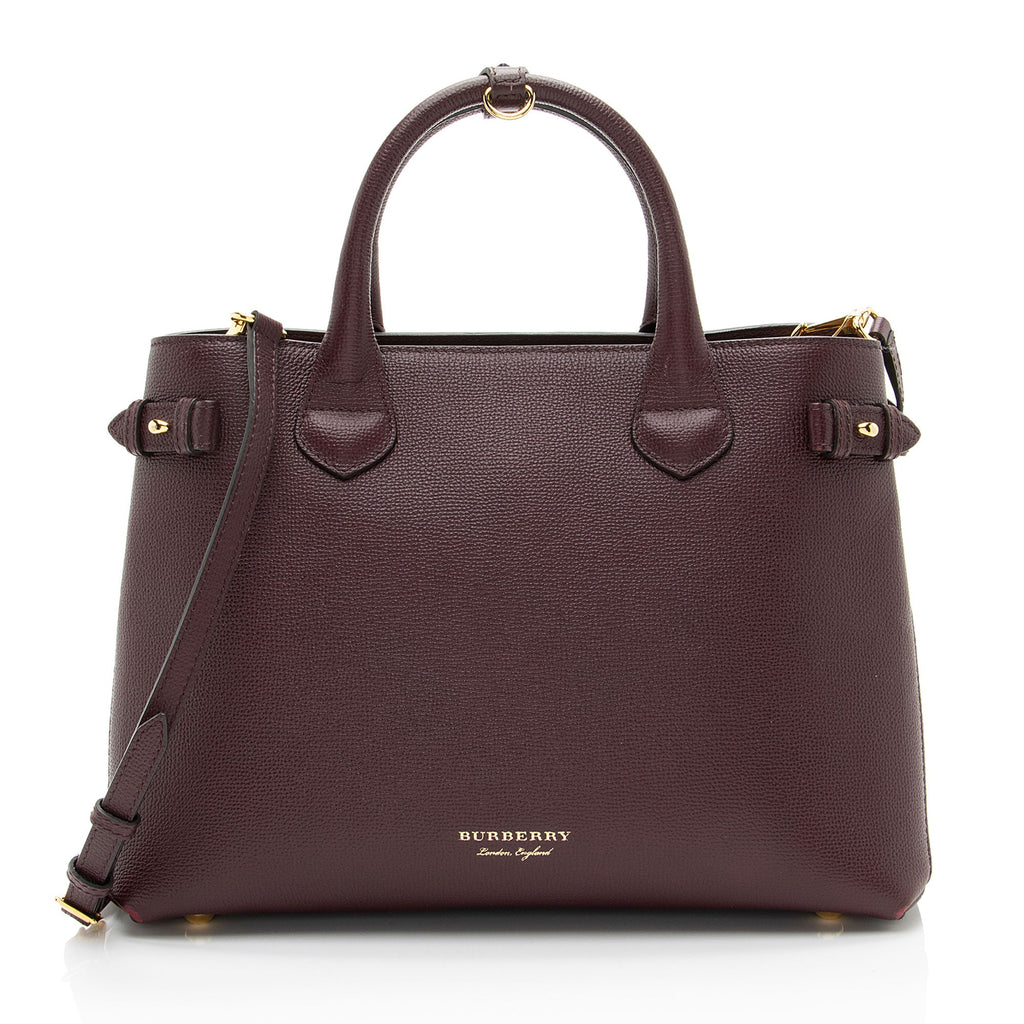 Burberry House Check Leather Banner Medium Tote