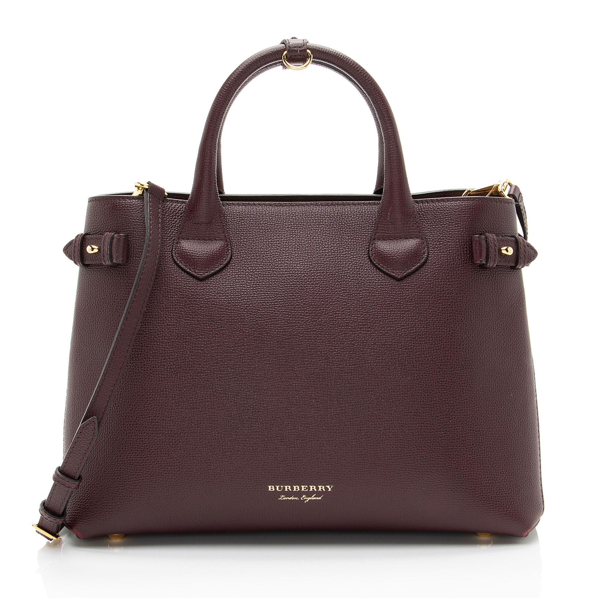Burberry House Check Leather Banner Medium Tote