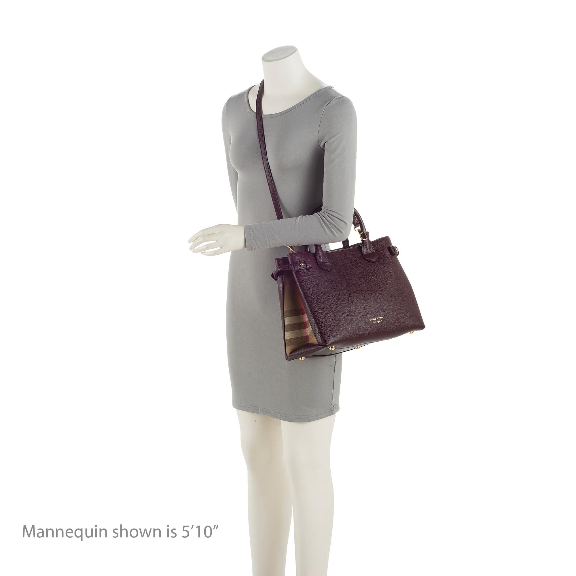 Burberry House Check Leather Banner Medium Tote