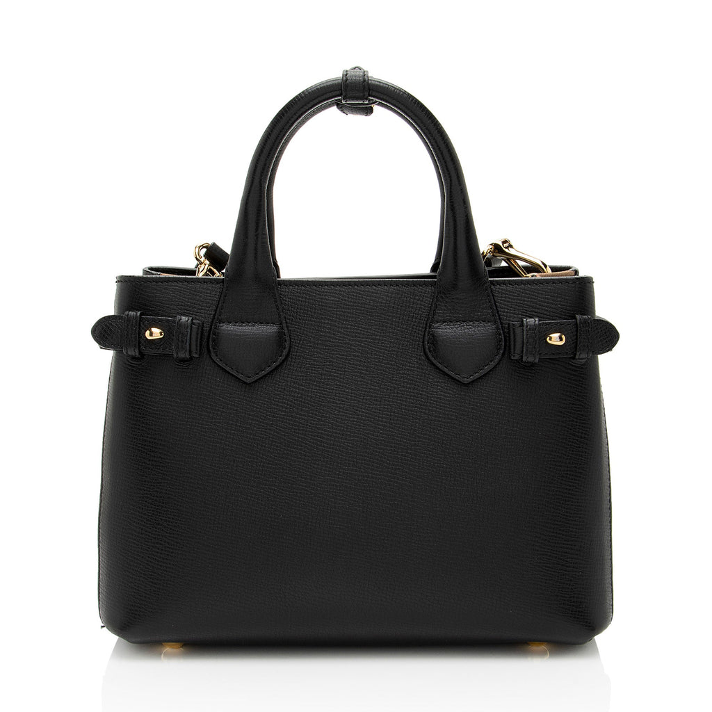 Burberry House Check Leather Banner Small Tote