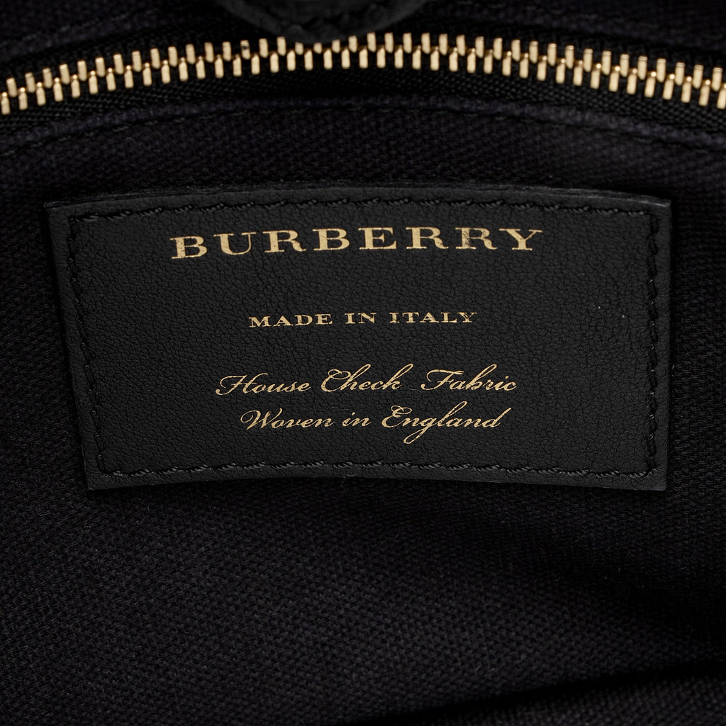 Burberry House Check Leather Banner Small Tote