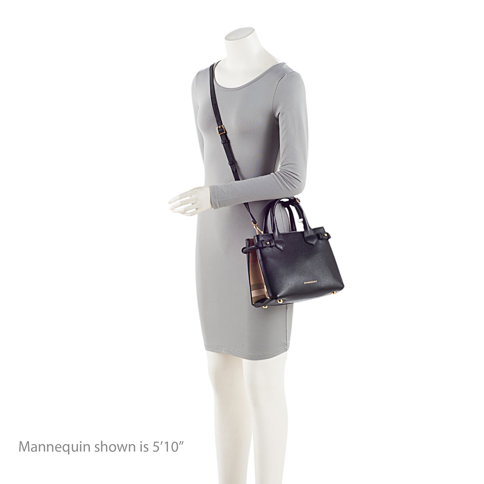 Burberry House Check Leather Banner Small Tote