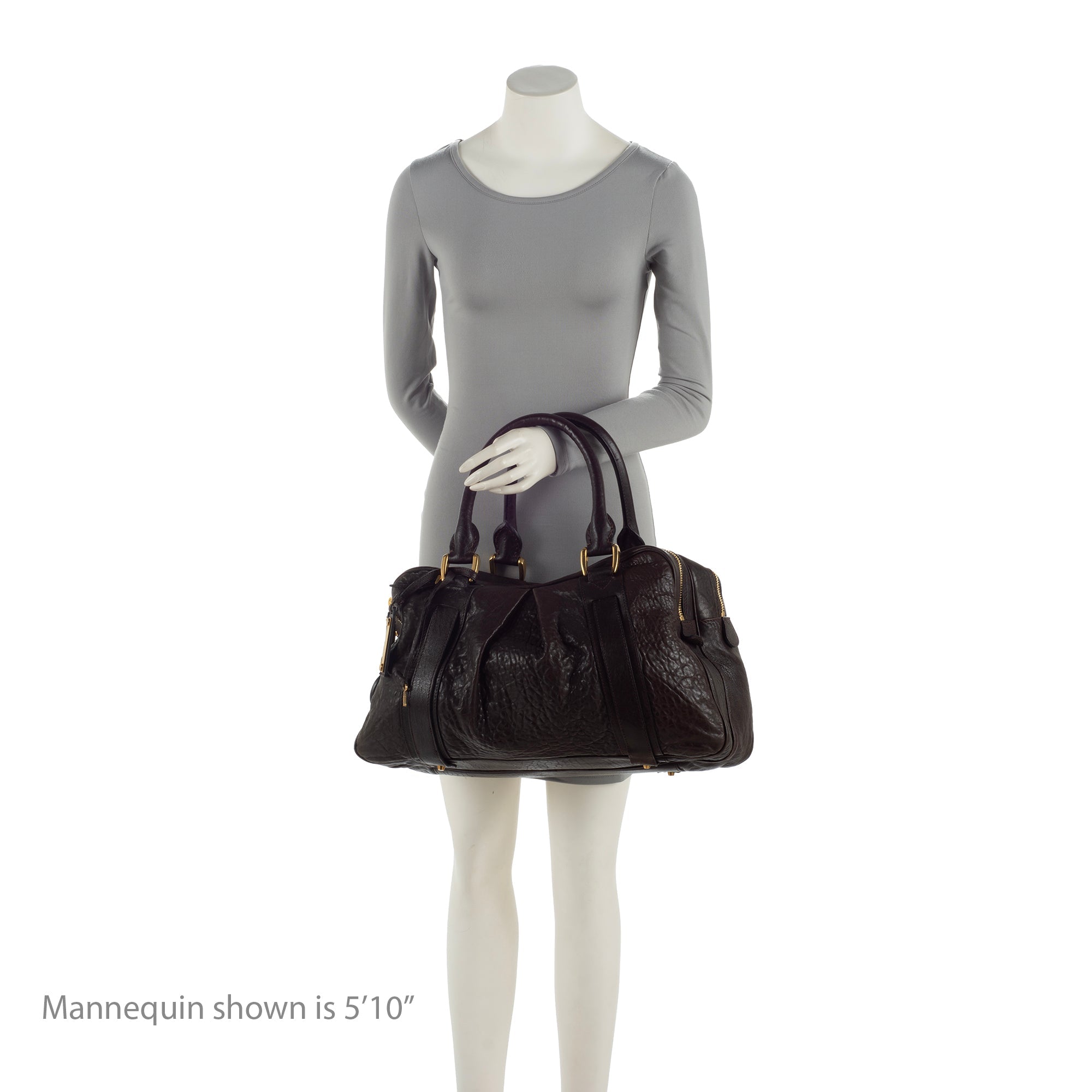 Burberry Leather Ashbury Double Zip Large Bowling Bag (SHF-23880)