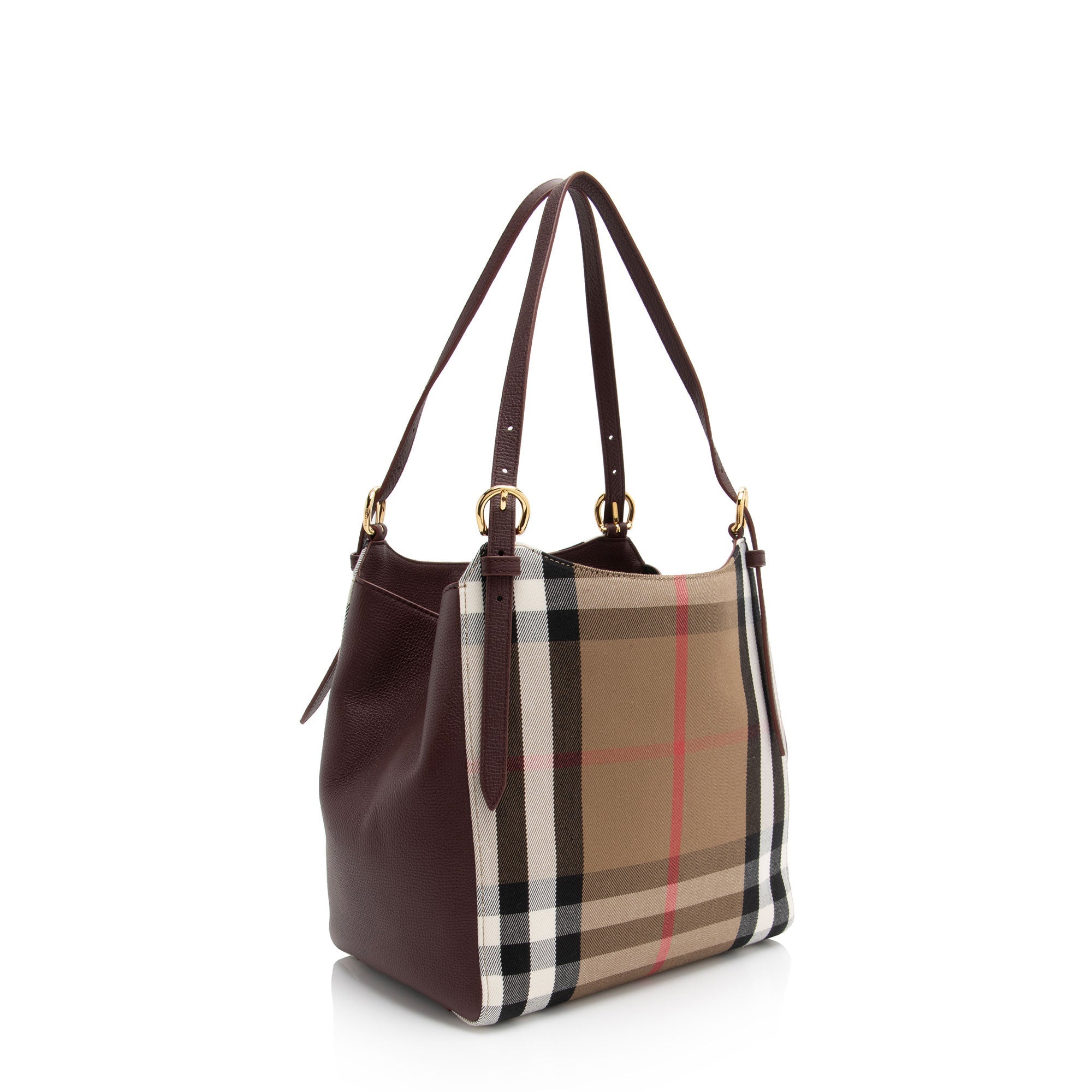 Burberry Leather House Check Canterbury Small Tote (SHF-pFpn6o)