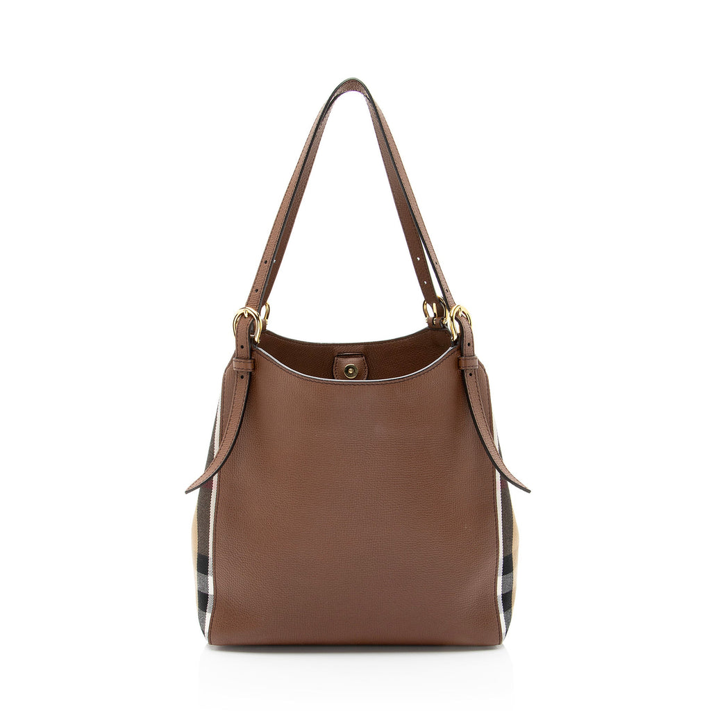 Burberry Leather House Check Canterbury Small Tote