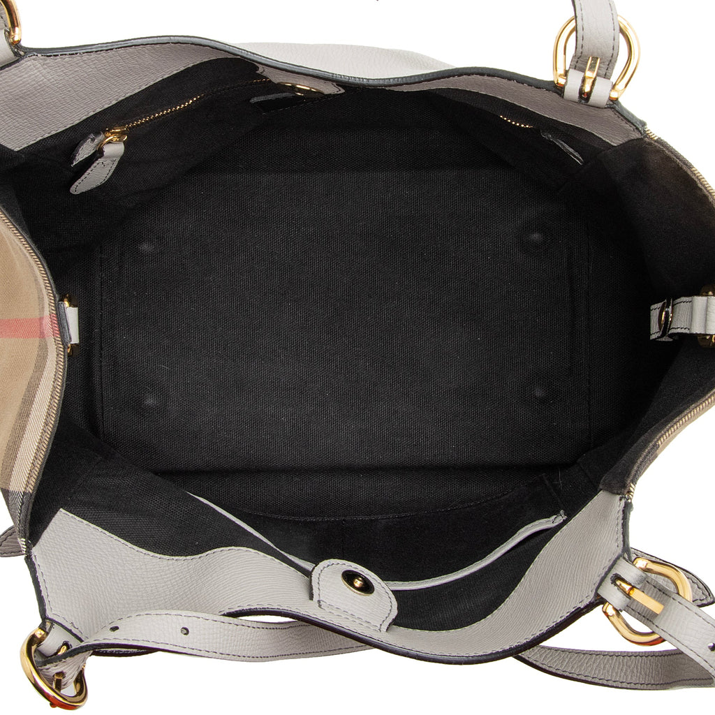 Burberry Leather House Check Derby Canterbury Small Tote (SHF-22598)