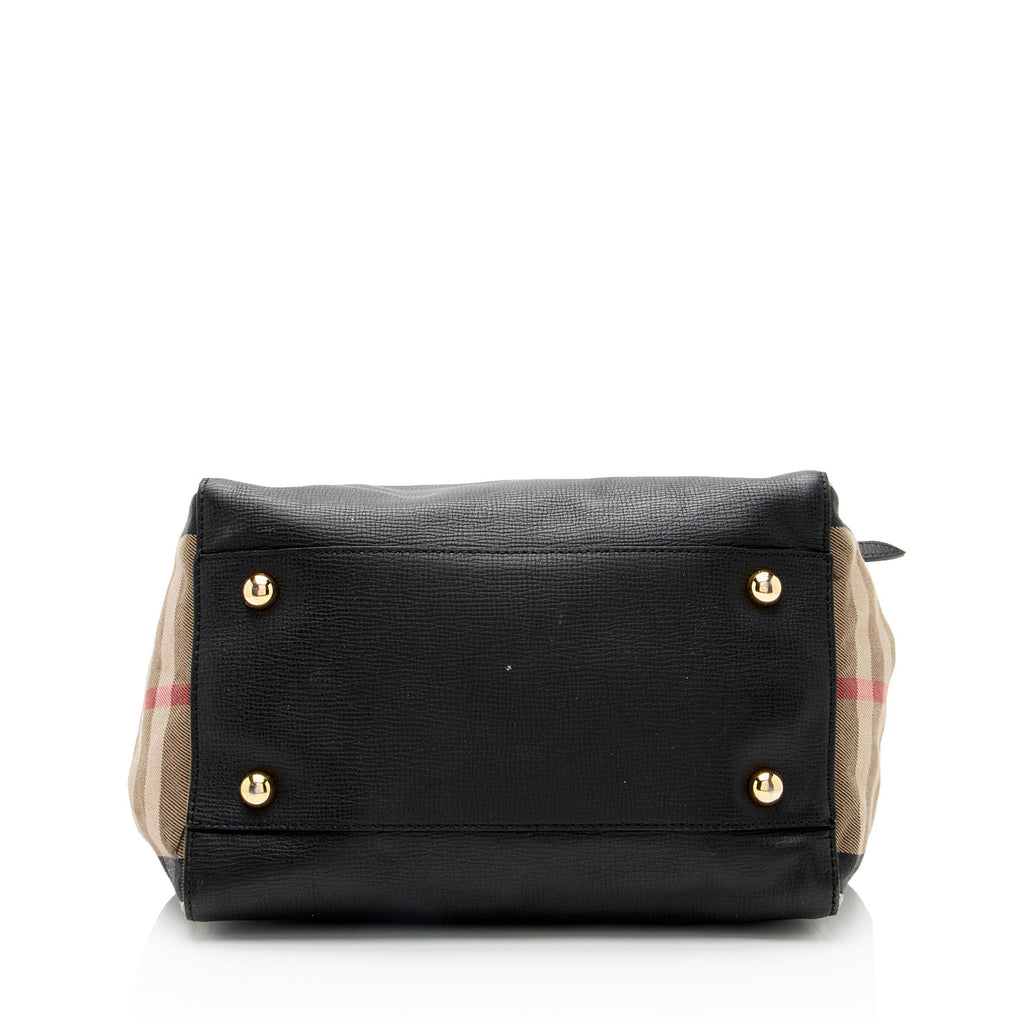 Burberry Leather House Check Canterbury Small Tote (SHF-Rt5UJm)